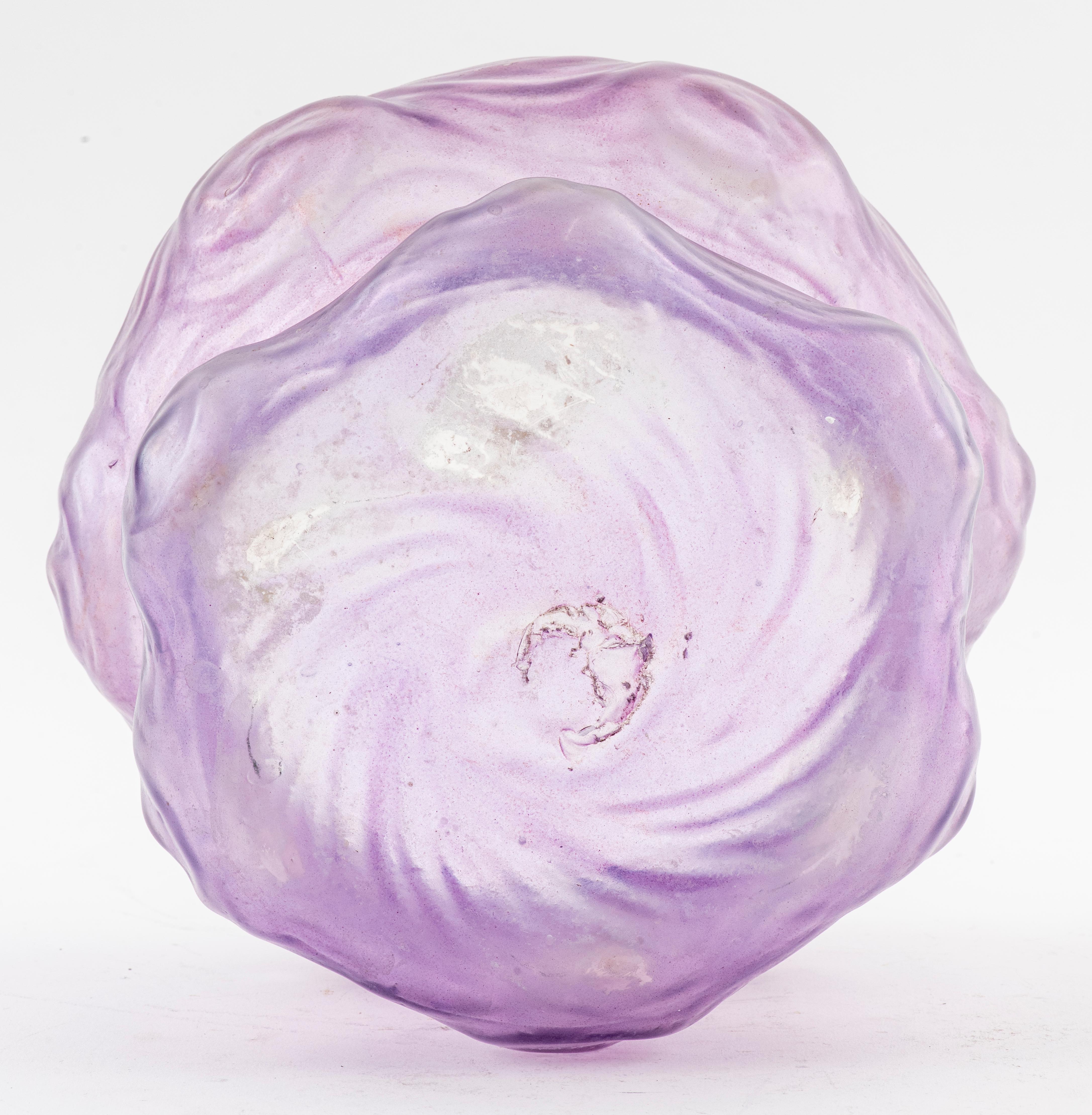 Contemporary Hand-Blown Purple Glass Bowl In Good Condition For Sale In New York, NY