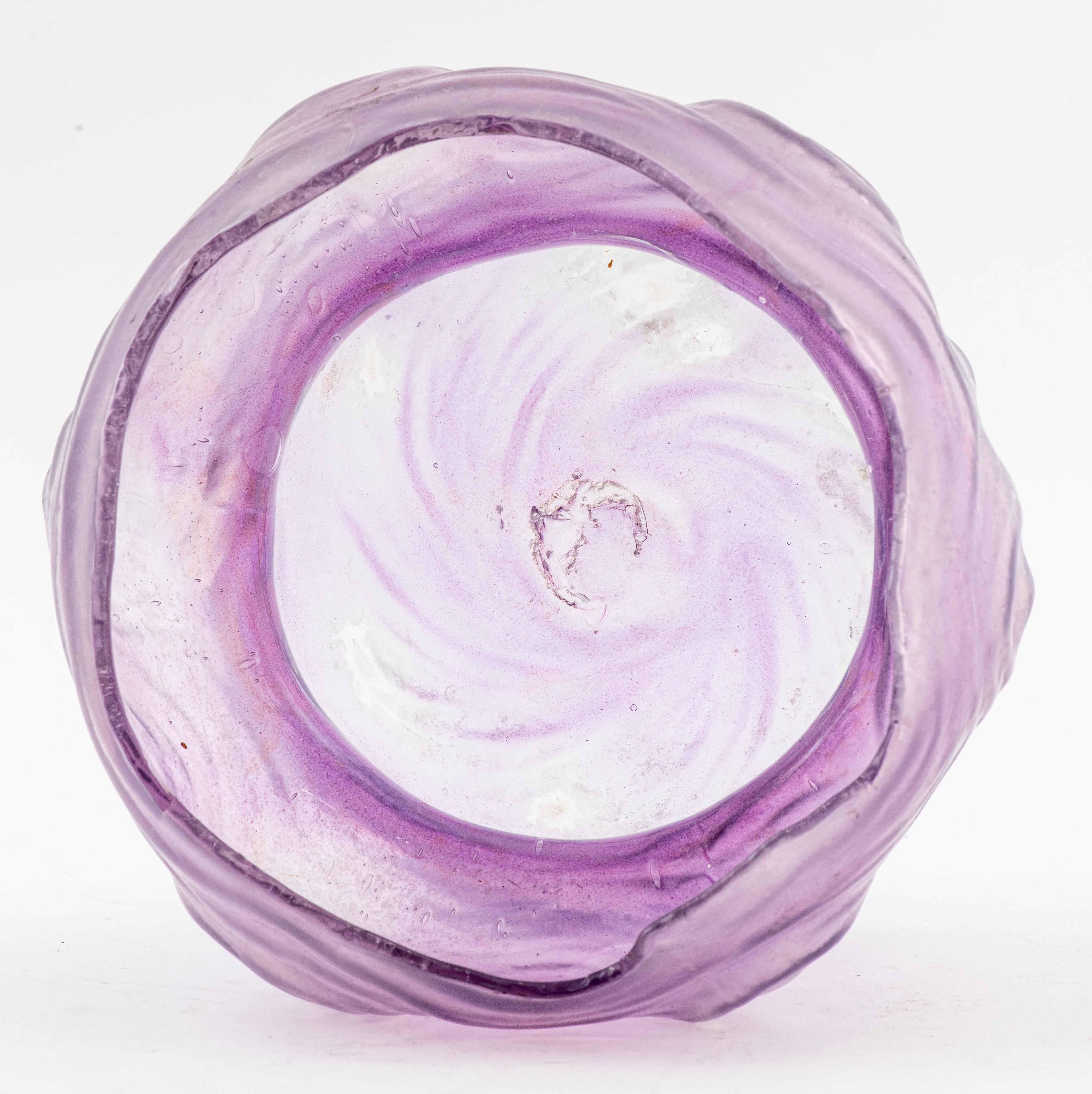 20th Century Contemporary Hand-Blown Purple Glass Bowl For Sale
