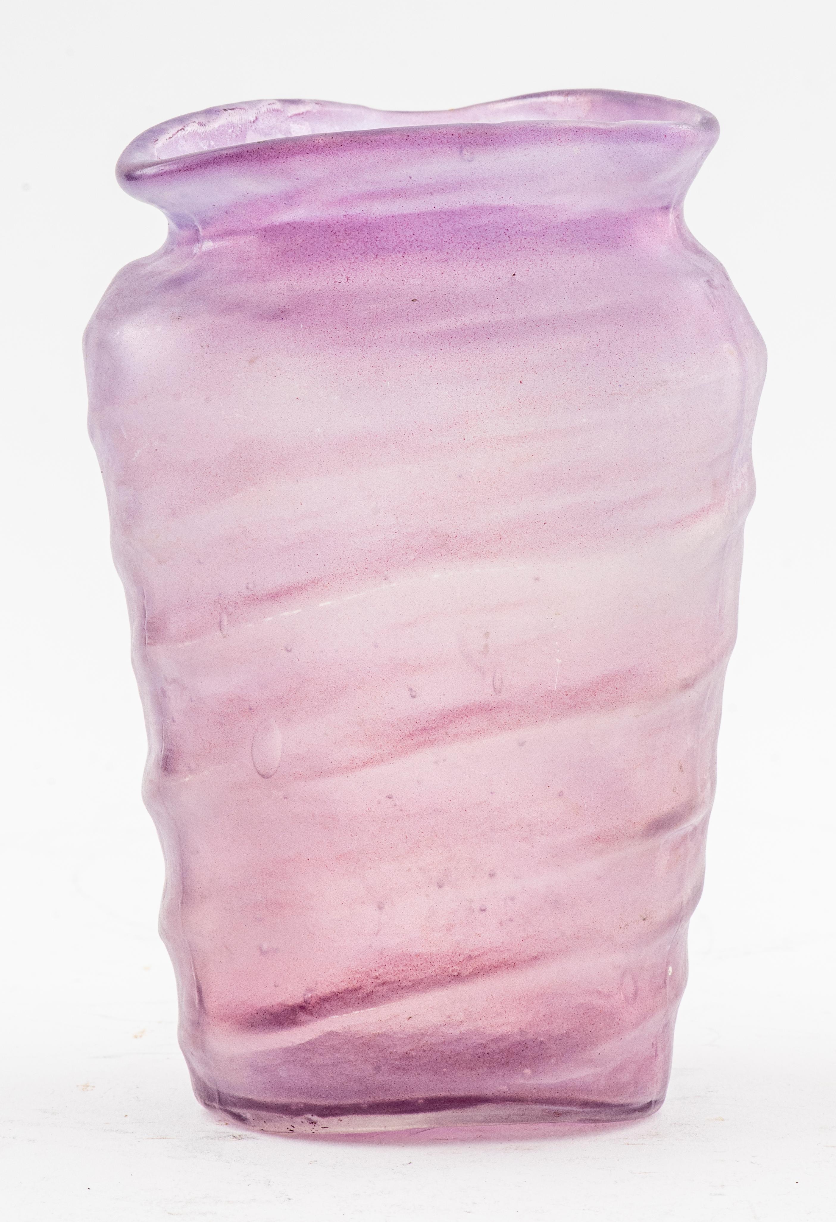 Contemporary Hand-Blown Purple Glass Vase In Good Condition For Sale In New York, NY