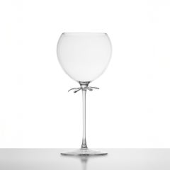 Contemporary Hand Blown Red Wine Glass Garden Flower Bouquet Petals Nature