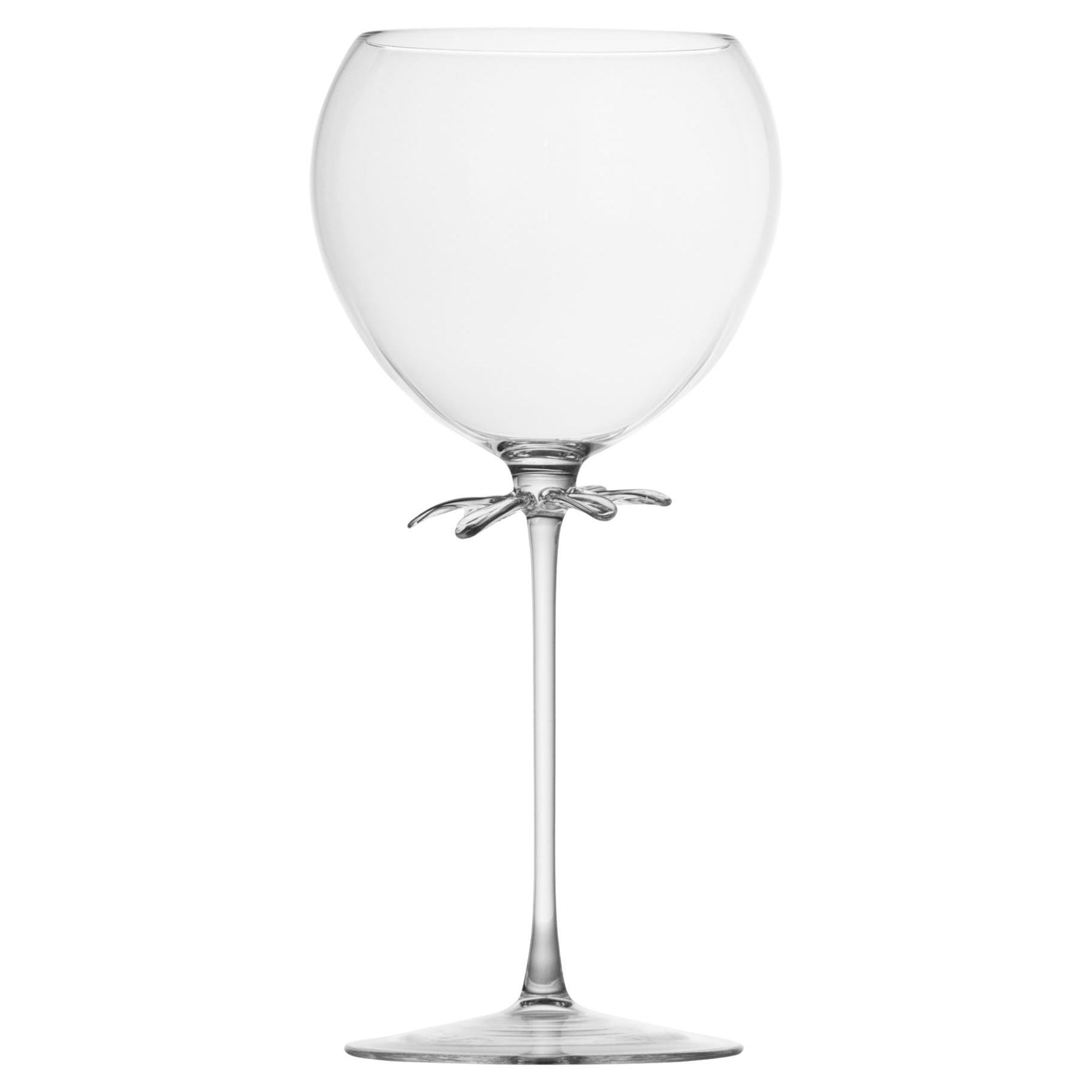 Bicchiere da vino rosso contemporaneo soffiato a mano Bouquet di fiori da giardino Petali Nature