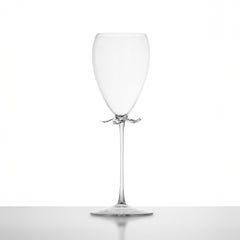 Contemporary Hand Blown Sparkling Wine Glass Garden Flower Bouquet Petals Nature