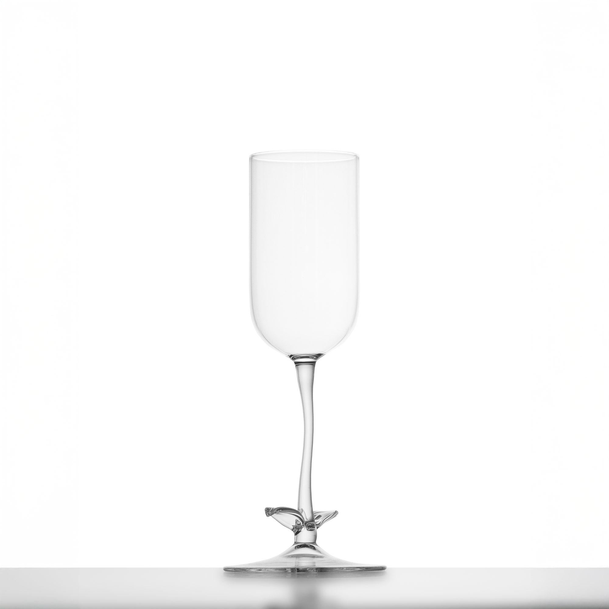 XXIe siècle et contemporain Set de verres à cocktail contemporains soufflés à la main Vigne trompette Garden Leaf Nature en vente