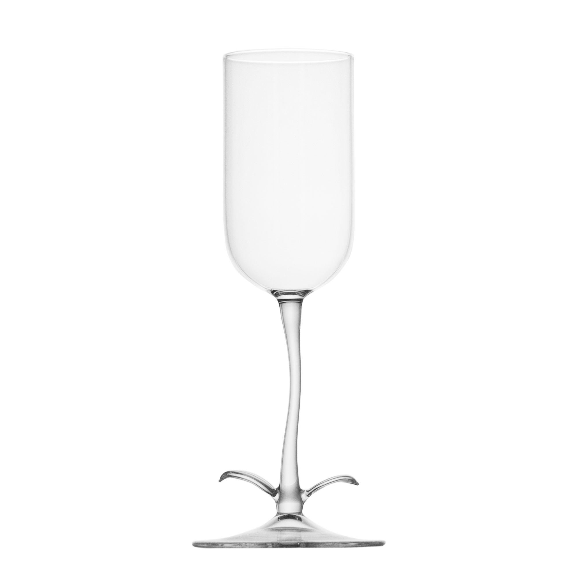 Verre Set de verres à cocktail contemporains soufflés à la main Vigne trompette Garden Leaf Nature en vente