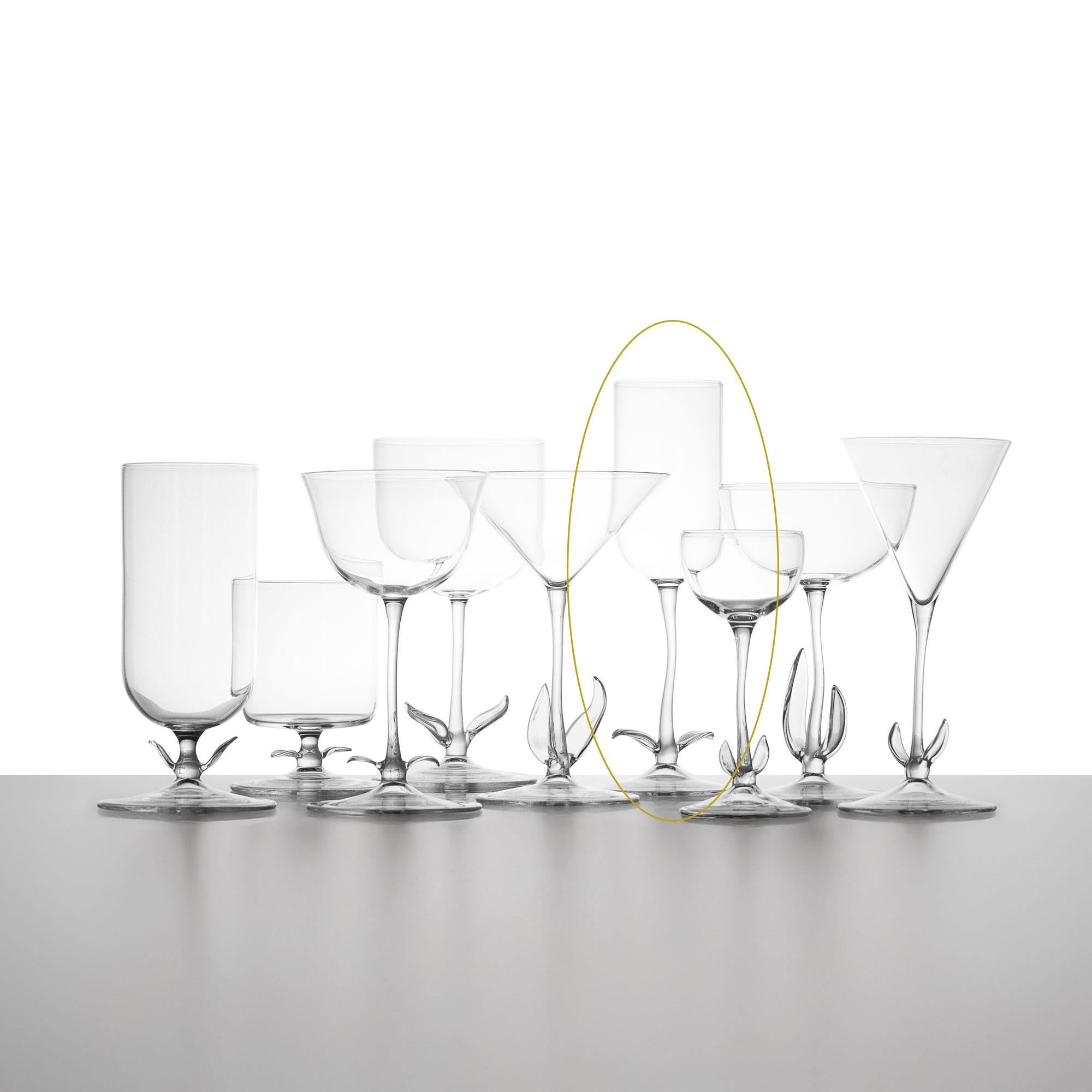 Set de verres à cocktail contemporains soufflés à la main Vigne trompette Garden Leaf Nature en vente 1