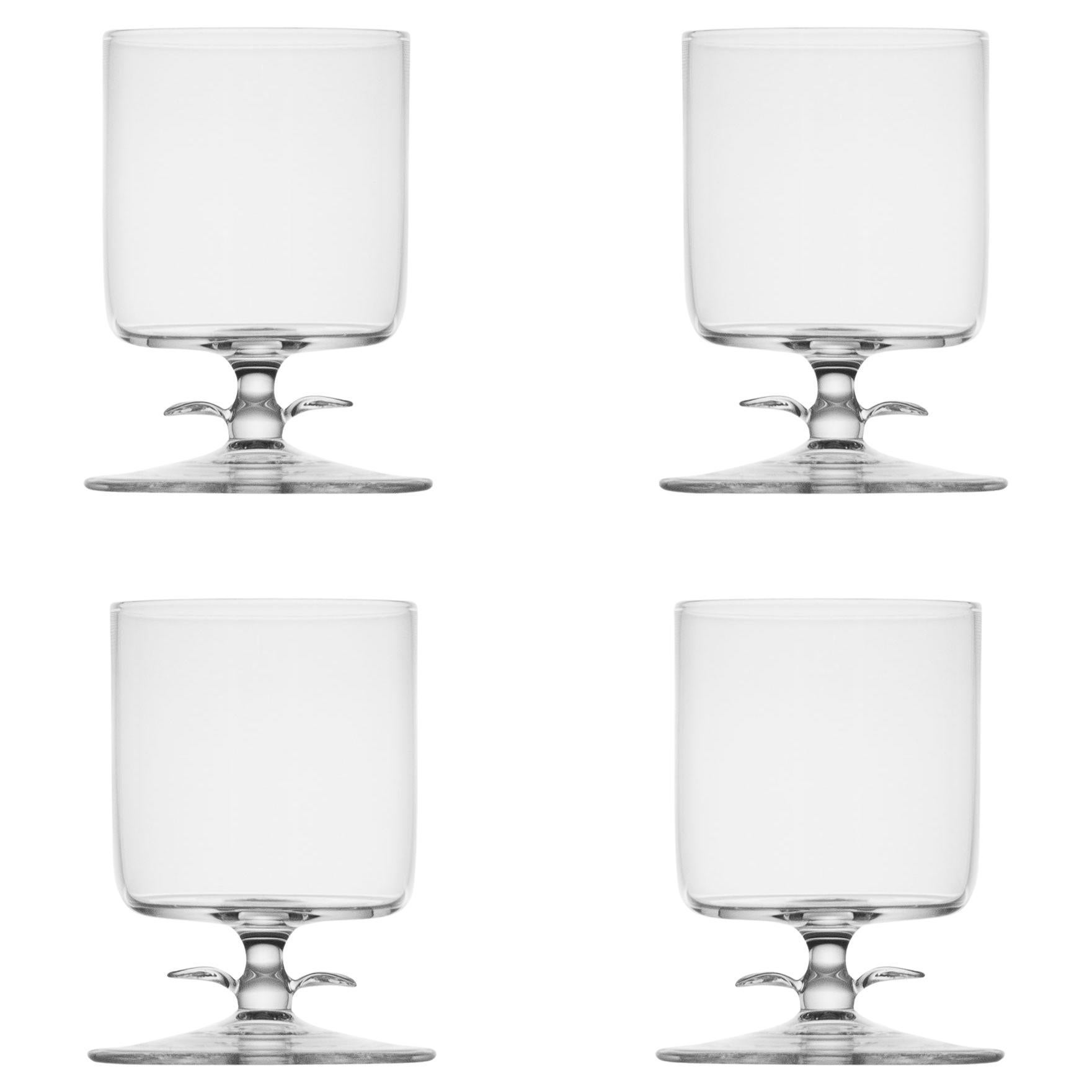 Zeitgenössische mundgeblasene Tulpenblüten-Cocktailgläser-Set Garten Natur Wild