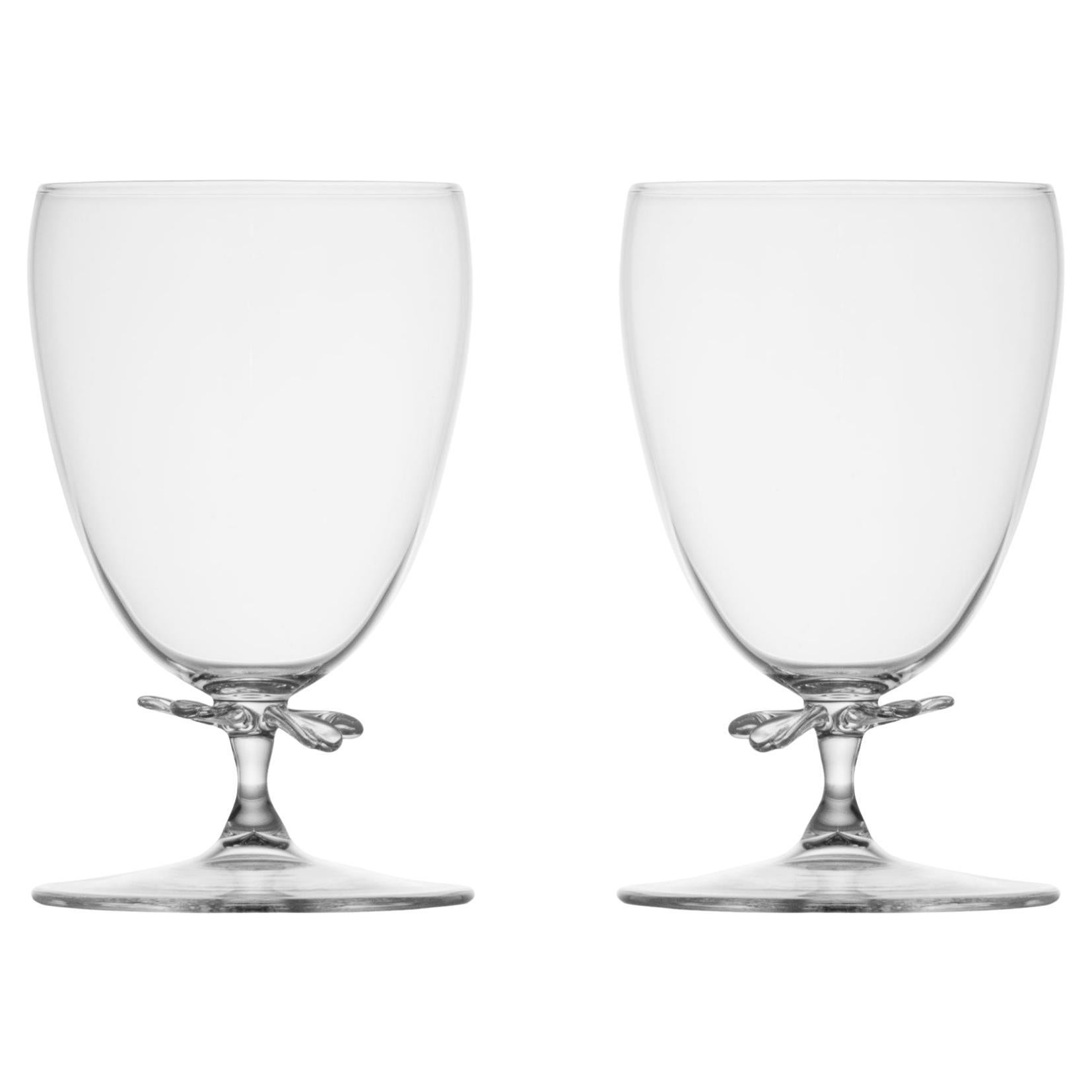 Set di bicchieri da acqua contemporanei soffiati a mano Bouquet di fiori da giardino Petali Nature