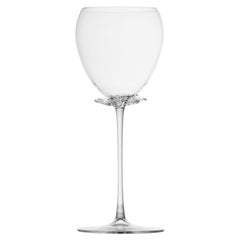 Contemporary Hand Blown White Wine Glass Garden Flower Bouquet Petals Nature