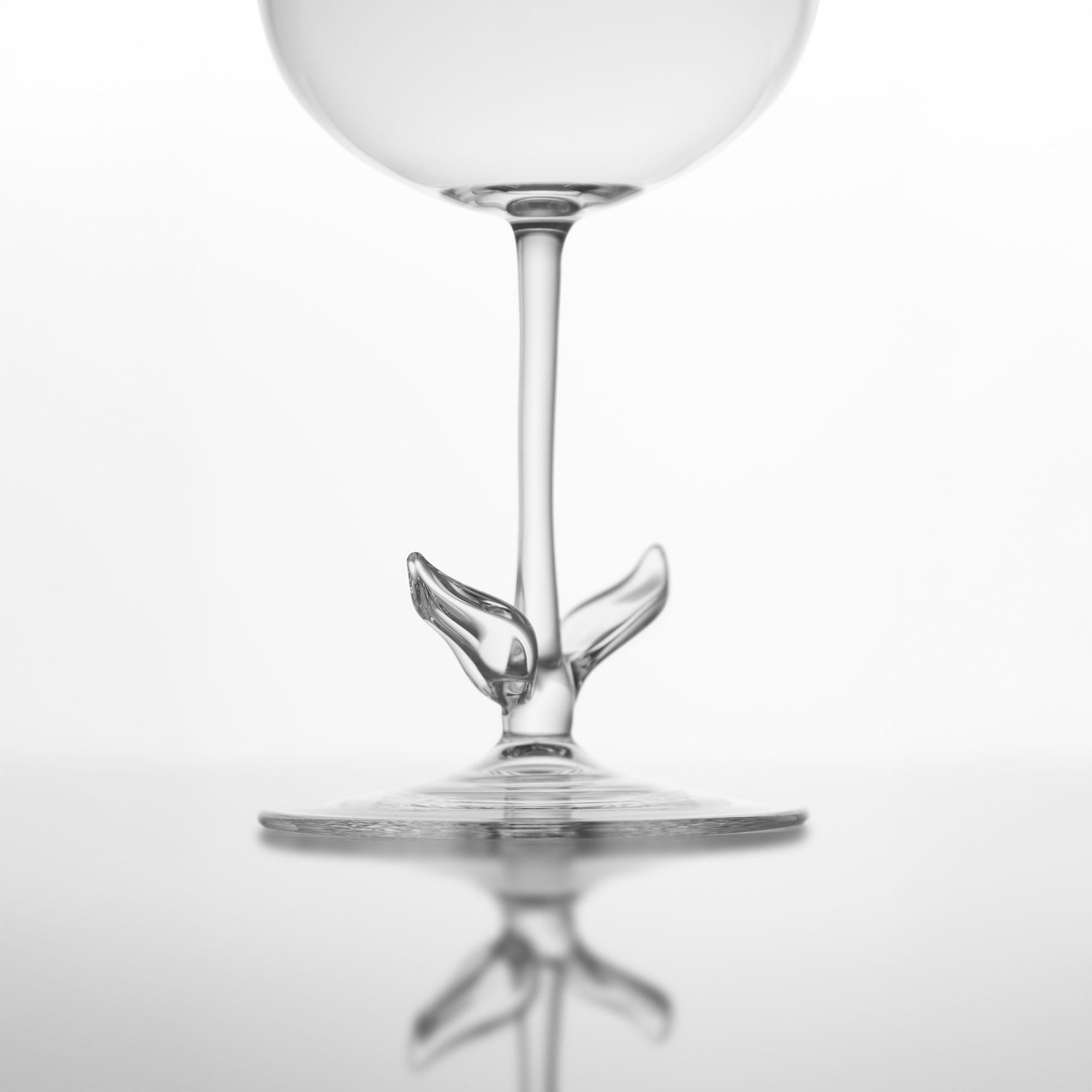 Moderne Set de verres à cocktail contemporains soufflés à la main en zinnia Feuille de jardin Fleur de nature en vente