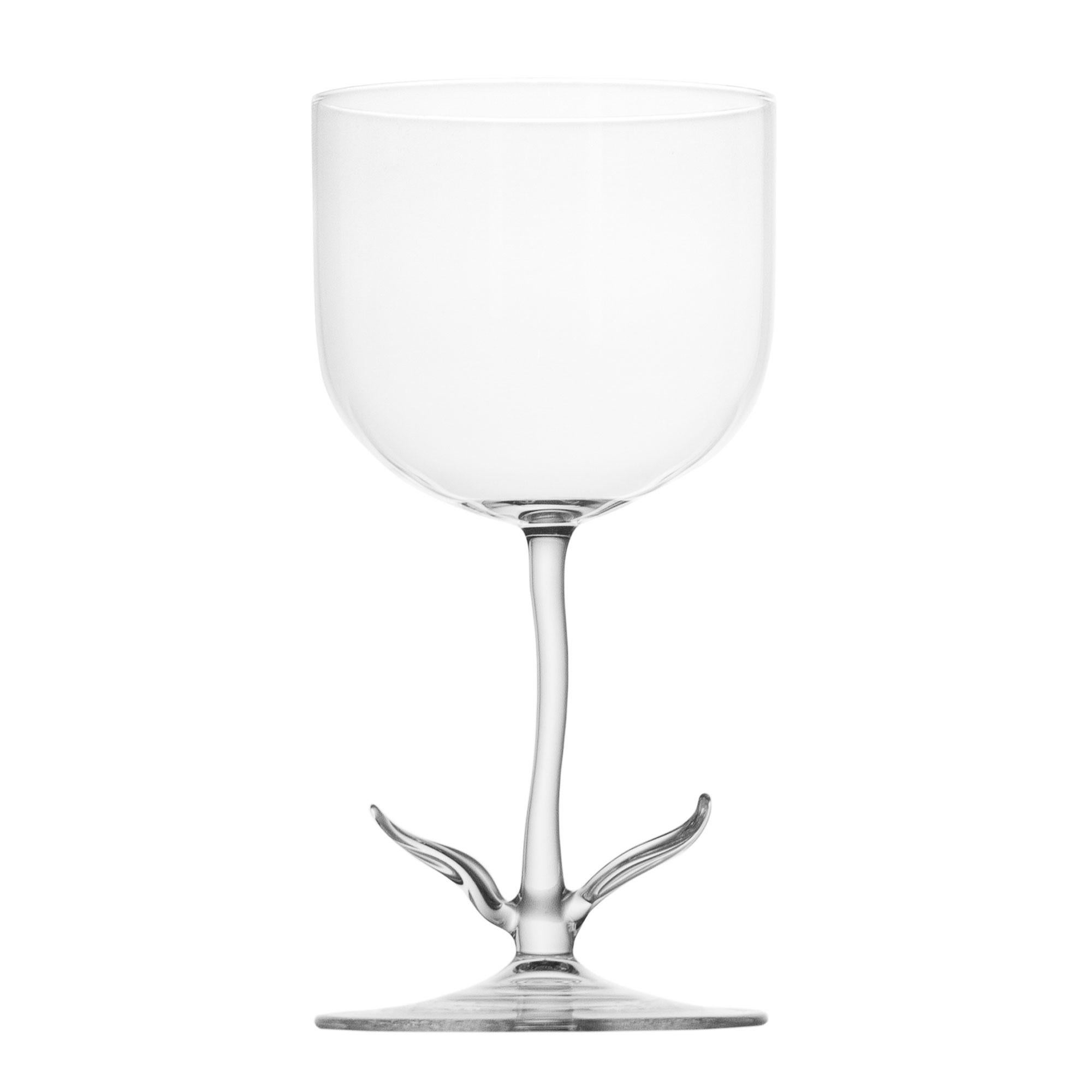 italien Set de verres à cocktail contemporains soufflés à la main en zinnia Feuille de jardin Fleur de nature en vente