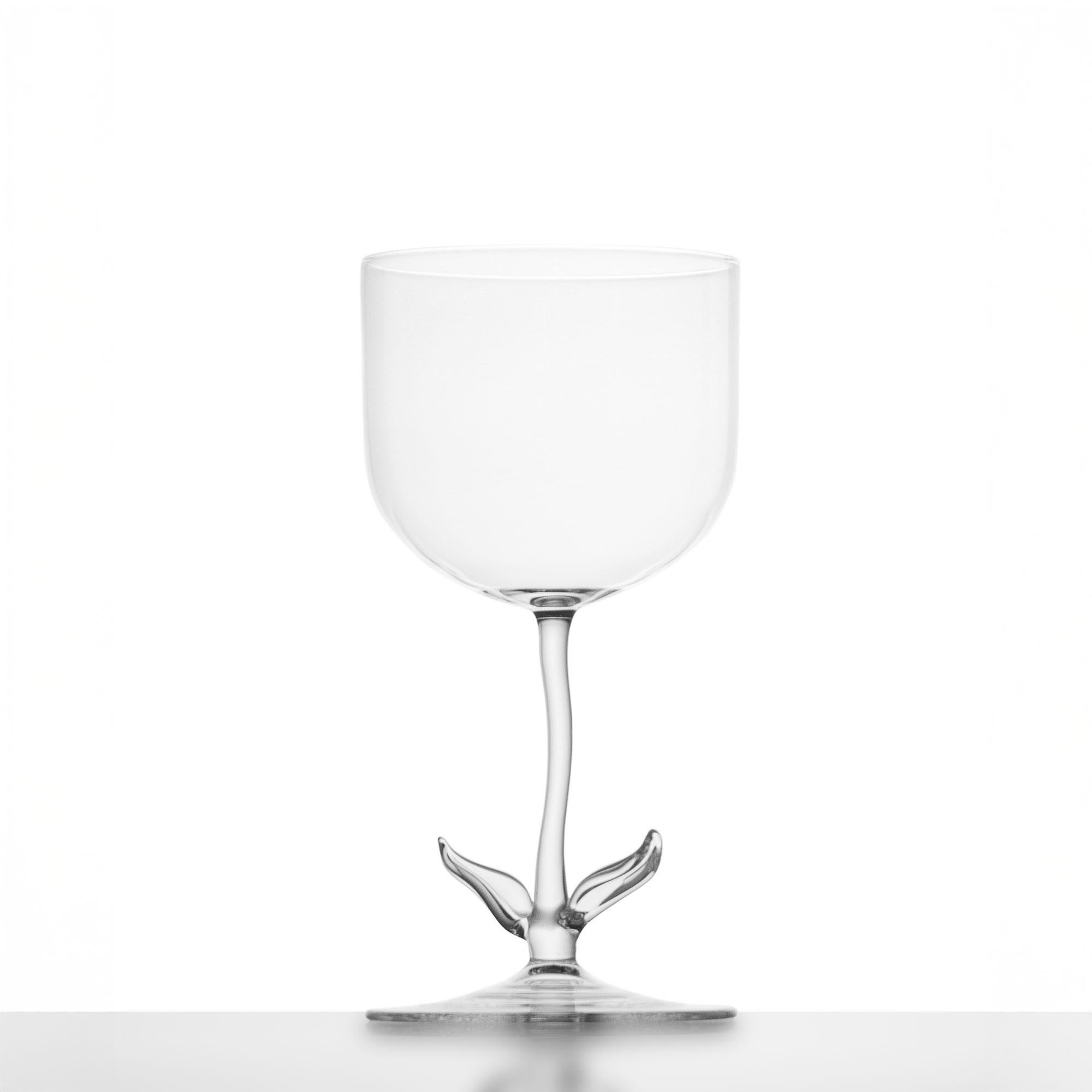 Verre Set de verres à cocktail contemporains soufflés à la main en zinnia Feuille de jardin Fleur de nature en vente