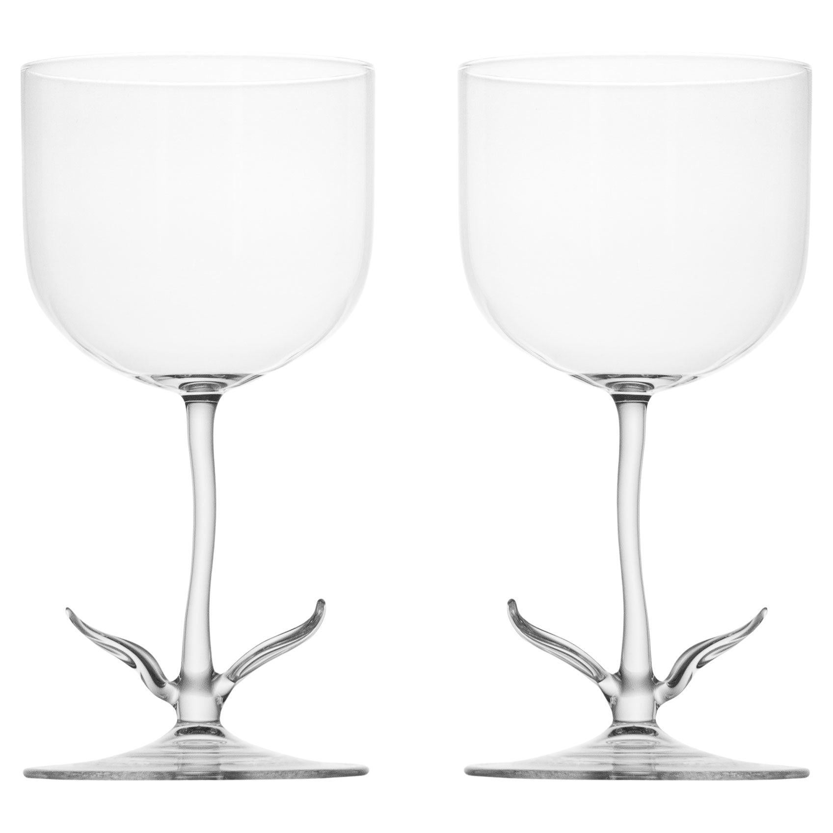 Set de verres à cocktail contemporains soufflés à la main en zinnia Feuille de jardin Fleur de nature