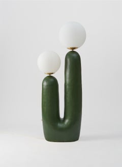 Contemporary Hand-Built Ceramic Base Oo Floor Lamp, Painted only