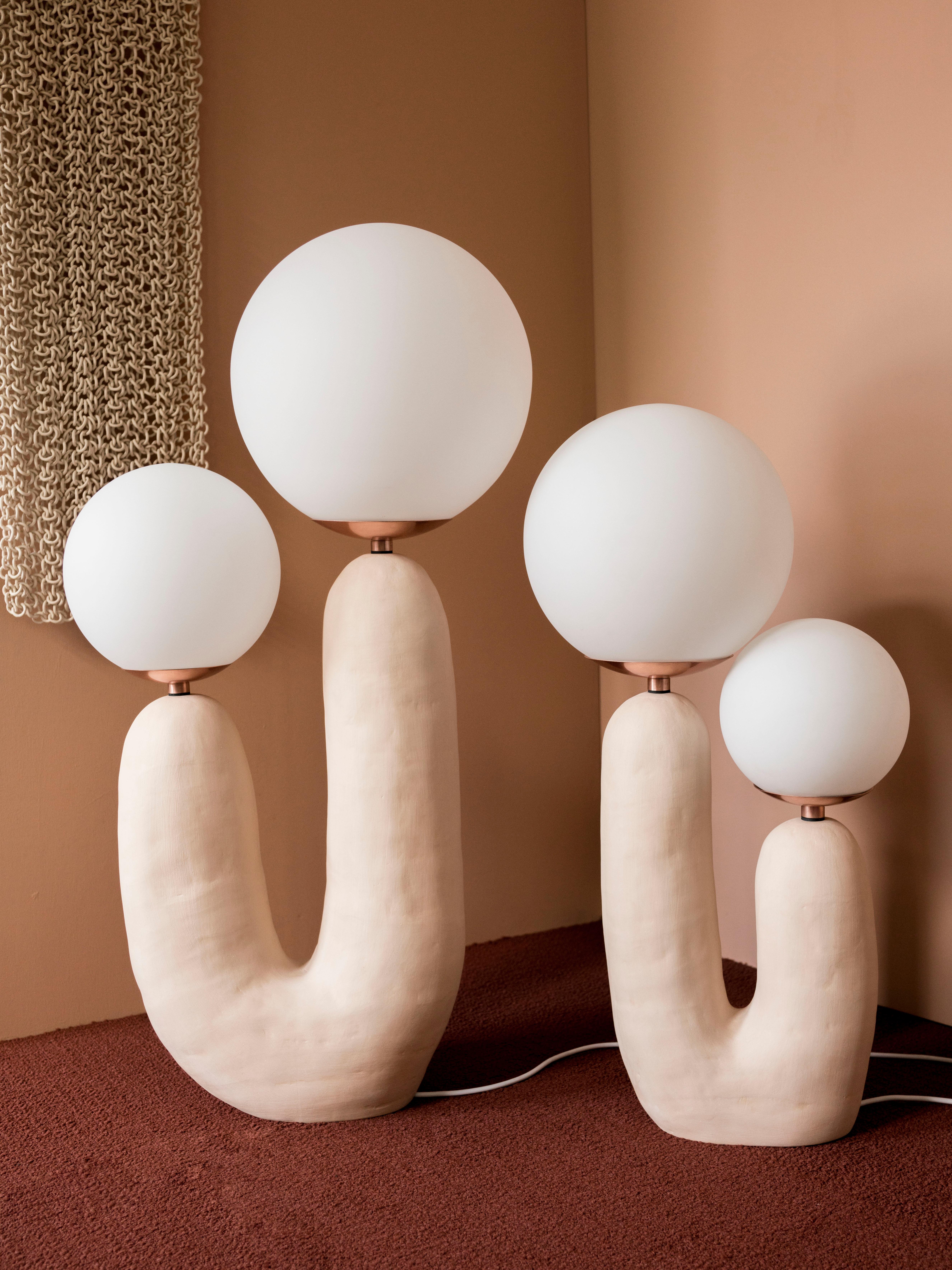 Contemporary Hand-built Ceramic Base Oo Lamp - Skin Tone #1, Medium For Sale 1
