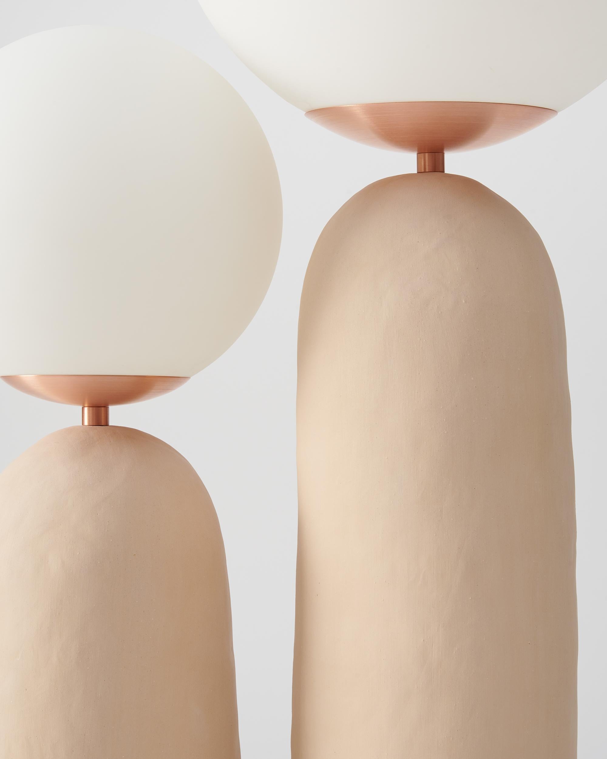 Brushed Contemporary Hand-built Ceramic Base Oo Lamp - Skin Tone #1, Medium For Sale