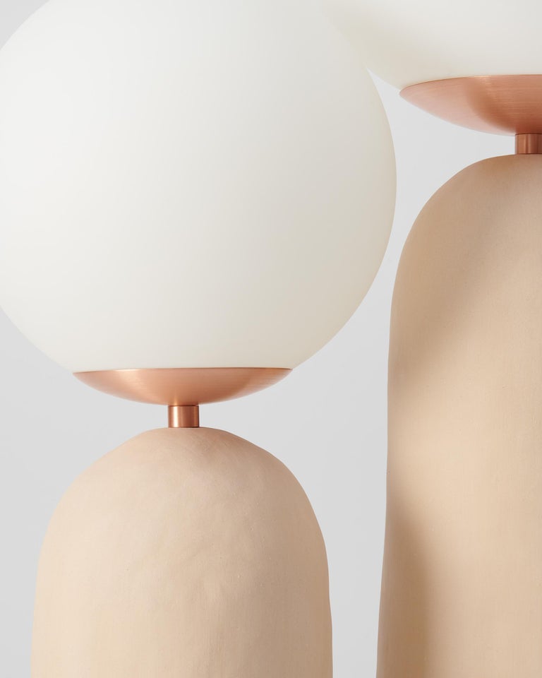 Glass Contemporary Hand-Built Ceramic Base Oo Lamp Terra Cotta - Medium For Sale