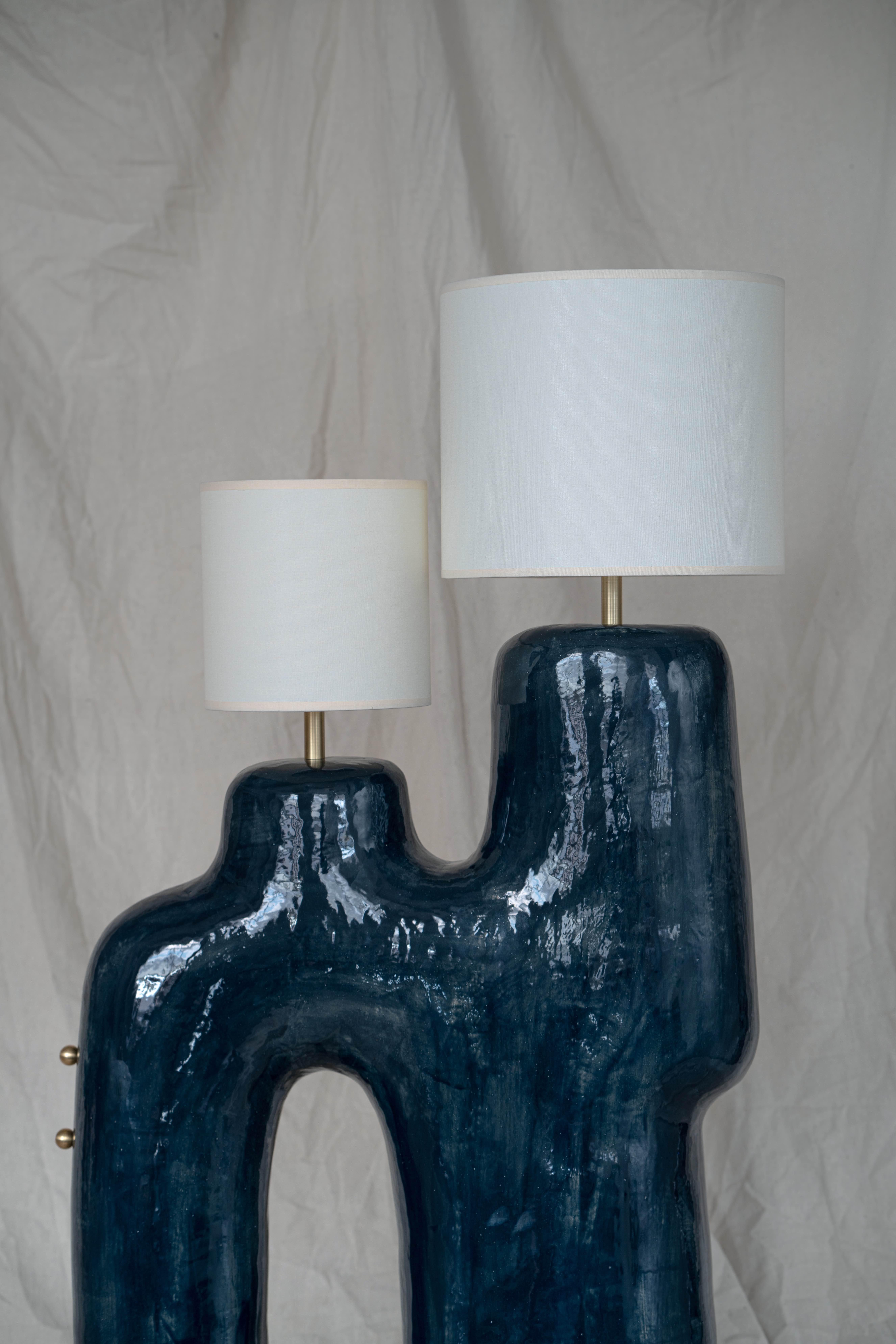 Modern Contemporary Hand-Built Ceramic Camel Lamp, Large, Glazed For Sale