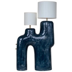 Contemporary Hand-Built Ceramic Camel Lamp, Large, Glazed
