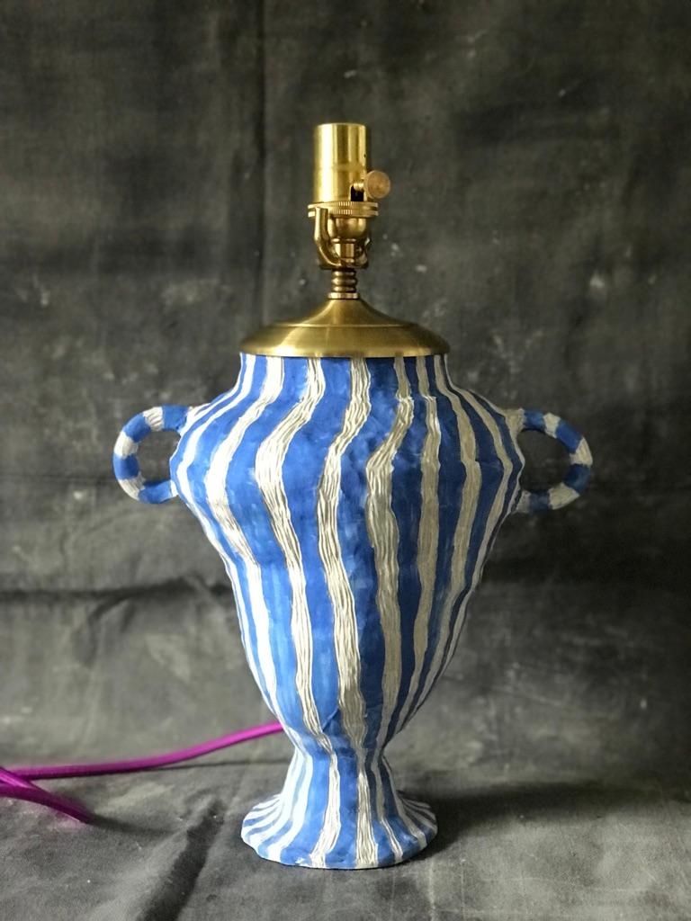Linen Contemporary Hand-Built Ceramic Lamps by Artists Abby Kasonik X Kiki Slaughter