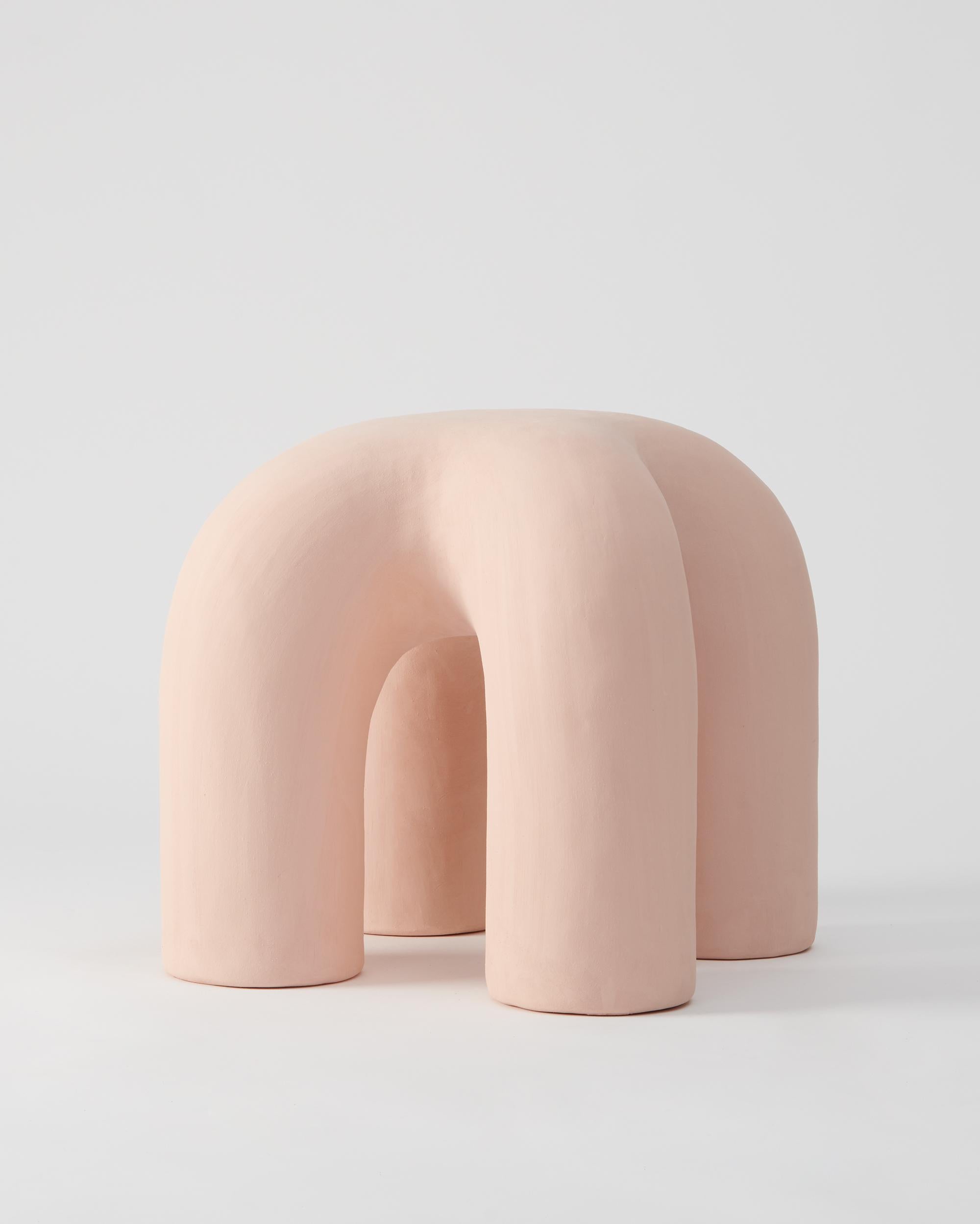 Hand-Crafted Contemporary Hand-Built Ceramic Stitch Stool For Sale