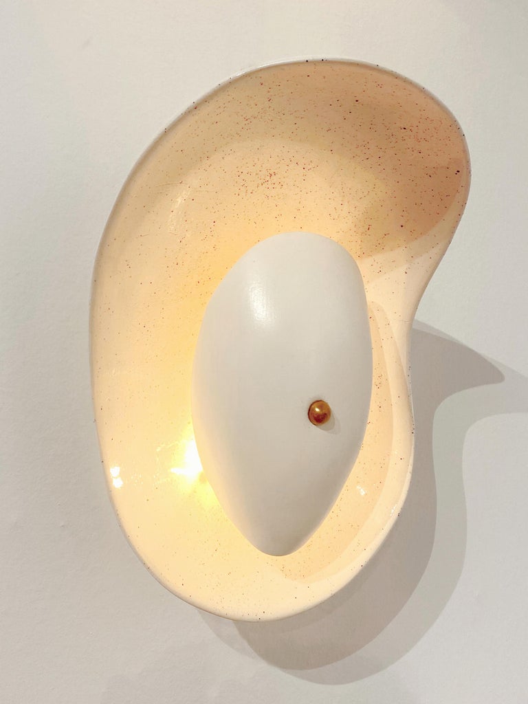 Enameled Contemporary Hand-Built Ceramic Wall Light For Sale
