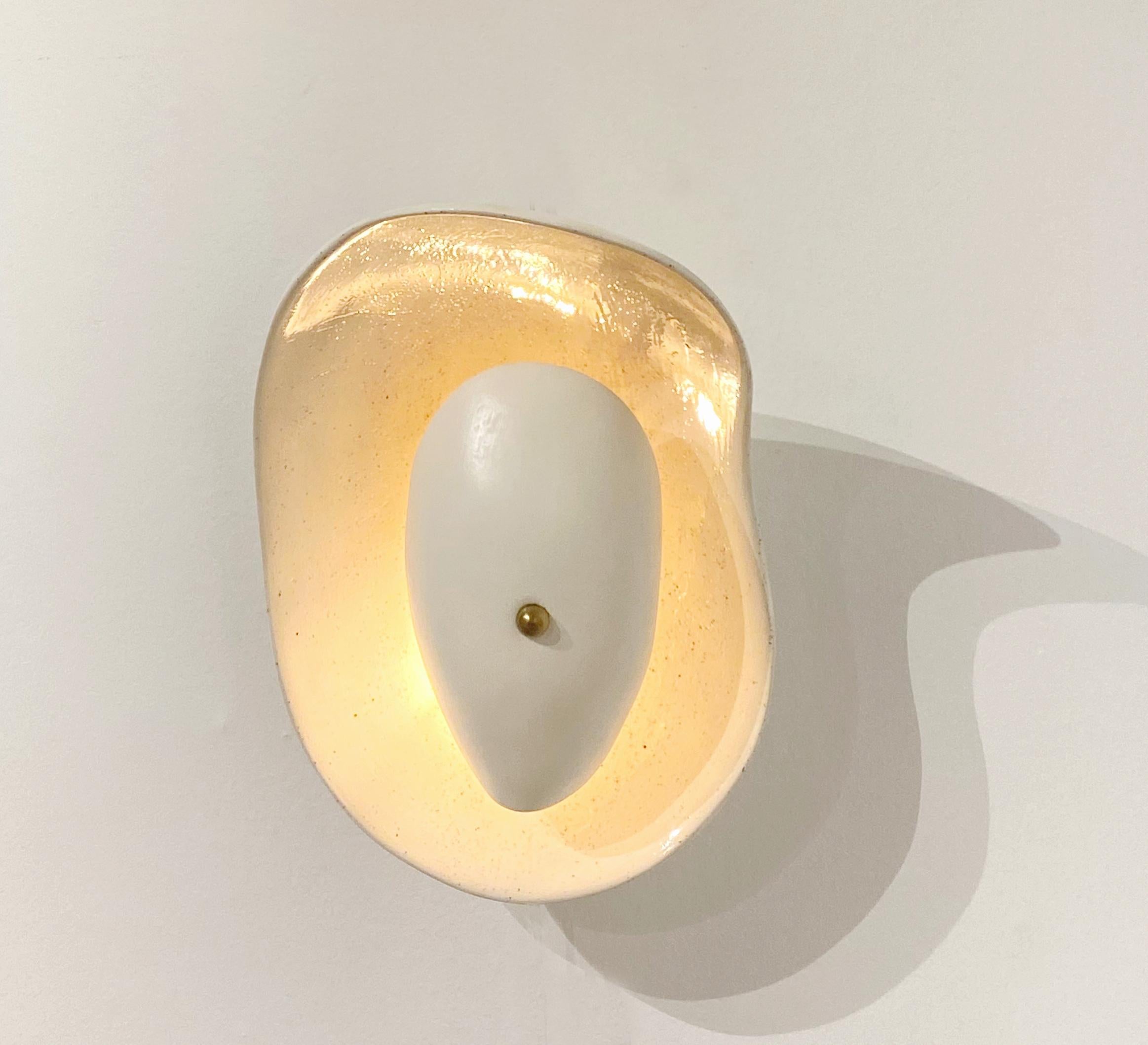 French Contemporary Hand-Built Ceramic Wall Light For Sale
