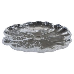 Contemporary Hand Carved Crystal Flower Plate by Robert Kuo, Limited Edition