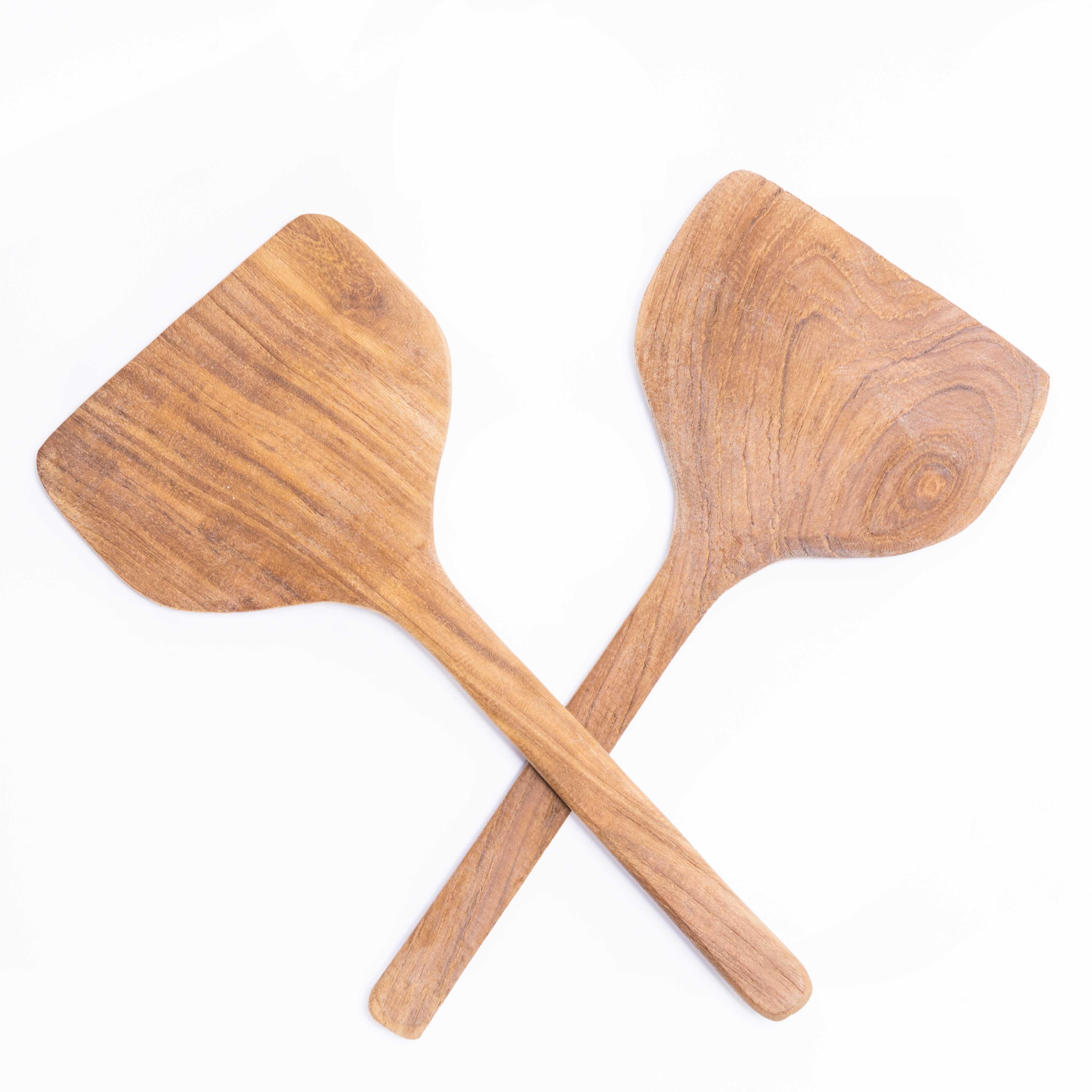 Contemporary Hand Carved Indonesian Salad Servers - Pair For Sale 2
