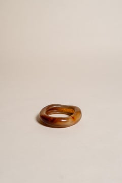 Contemporary Hand Carved Large Carnelian Bangle by Alice Kuo