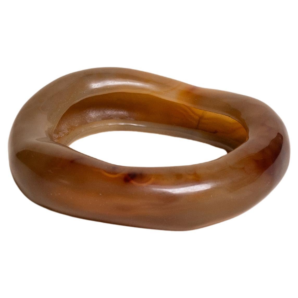 Contemporary Hand Carved Large Carnelian Bangle by Alice Kuo