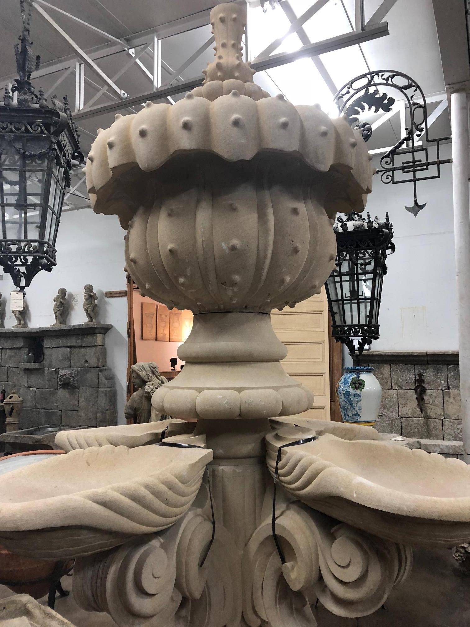This extraordinary piece was hand-carved in Austin, TX, this cream colored, limestone fountain would be a stunning addition to your landscape.
 