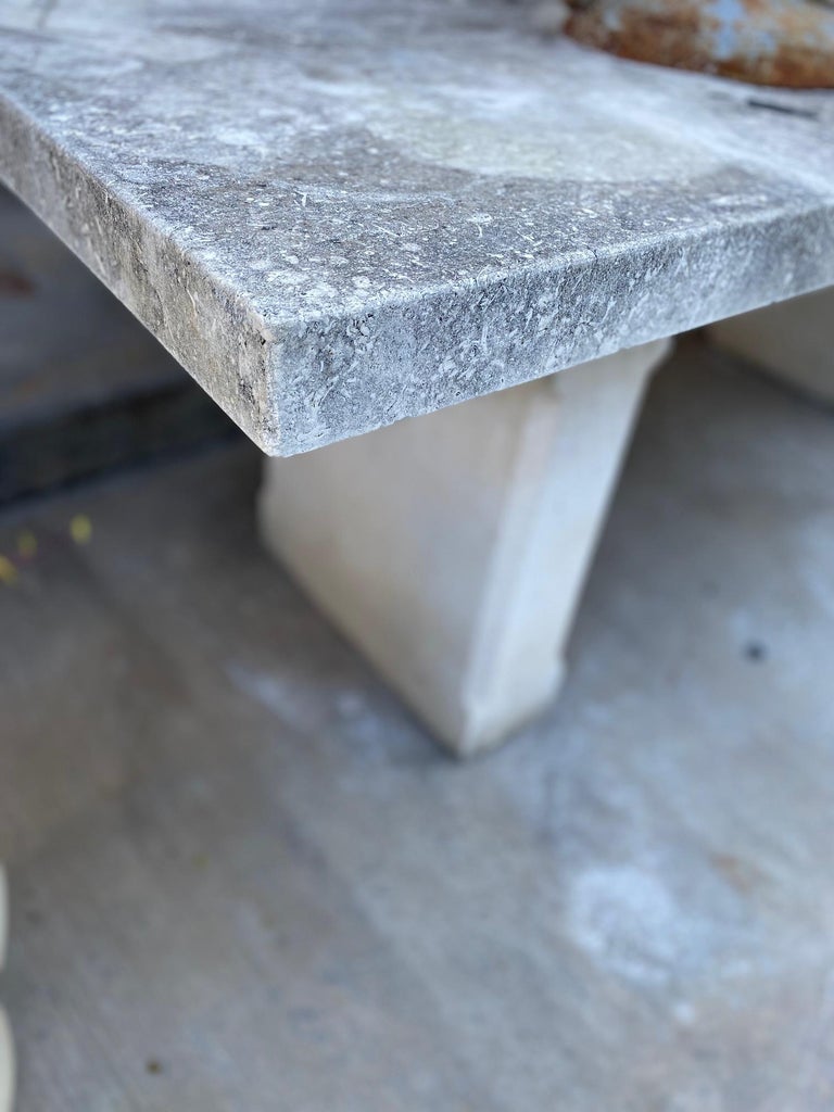 Contemporary HandCarved Limestone Table For Sale at 1stDibs