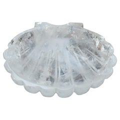 Contemporary Hand Carved Rock Crystal Clear Quartz Shell Tray