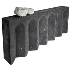 Contemporary Hand Carved Tuff Console with Arches, 'Volcanic Rock'