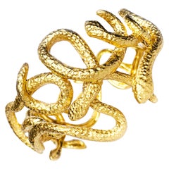 Rosior Bracelet jonc « Serpent » en or jaune ciselé à la main 