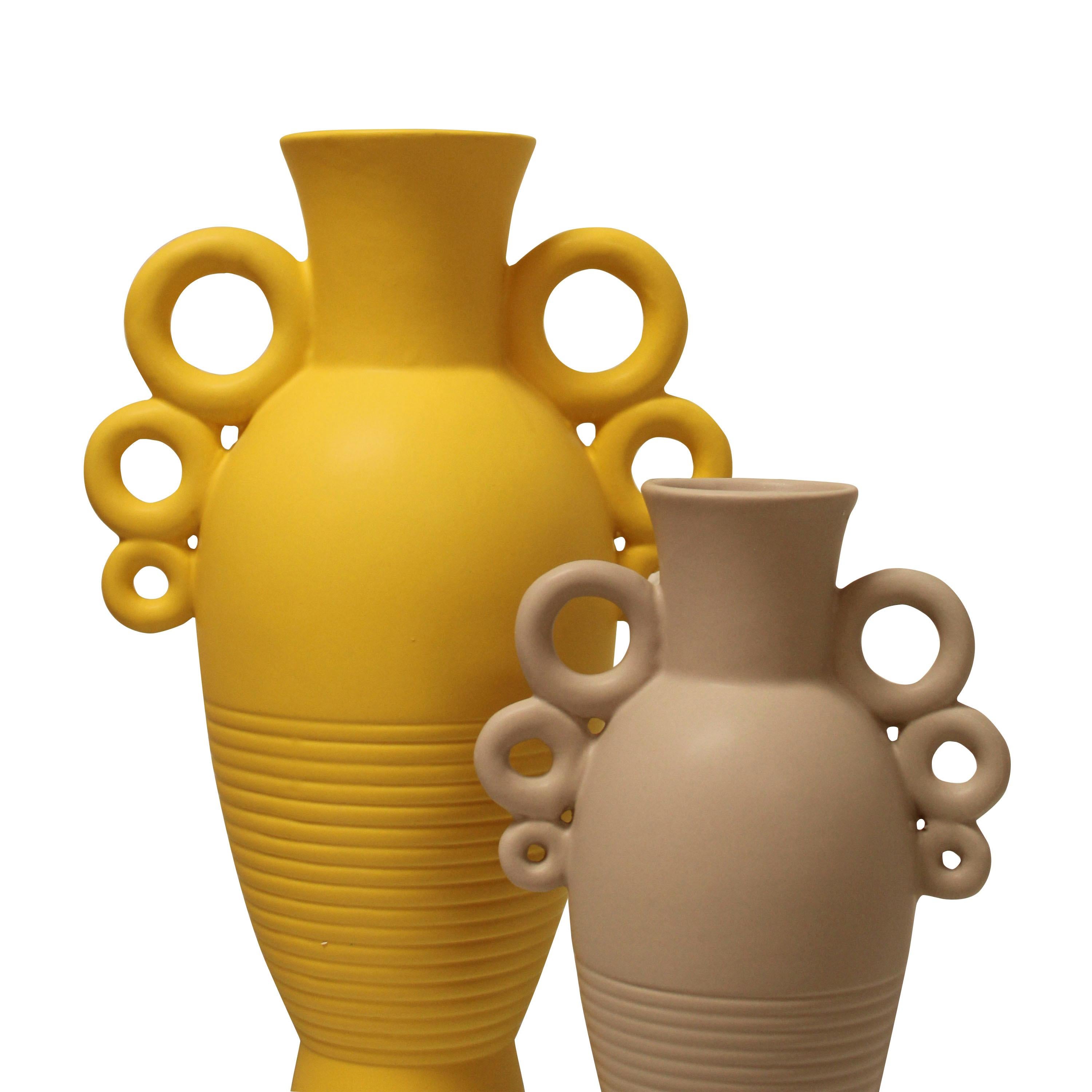 Hand-Crafted Contemporary Handcrafted Yellow Ceramic Vase, Italia, 2023 For Sale