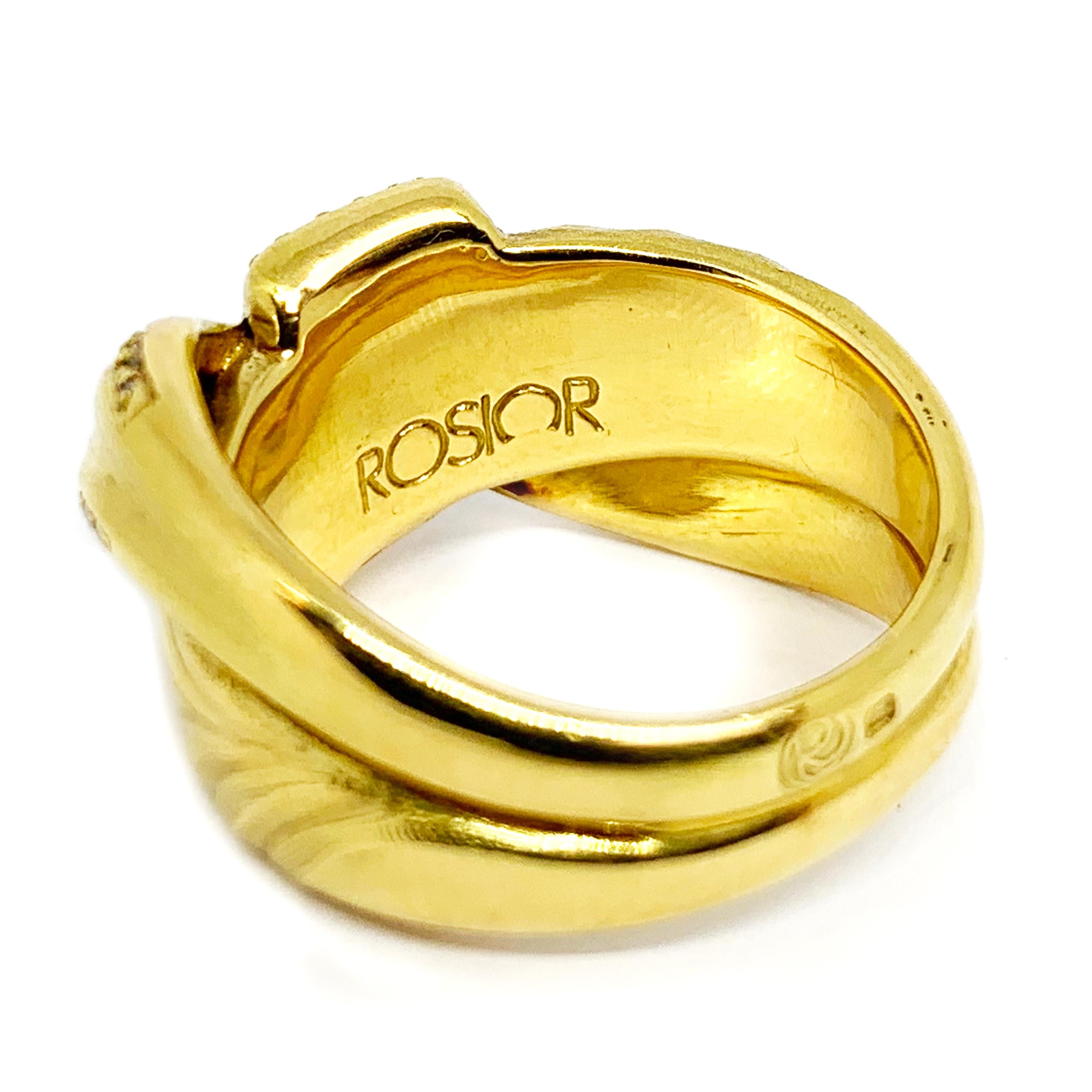 Contemporary Rosior one-off Diamond Ring set on Hand Engraved Yellow Gold For Sale