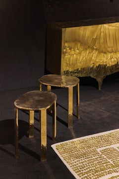 Contemporary Hand-Hammered Bronze Side Table by Colo Studio, France