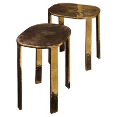Contemporary Hand-Hammered Bronze Side Table by Colo Studio, France