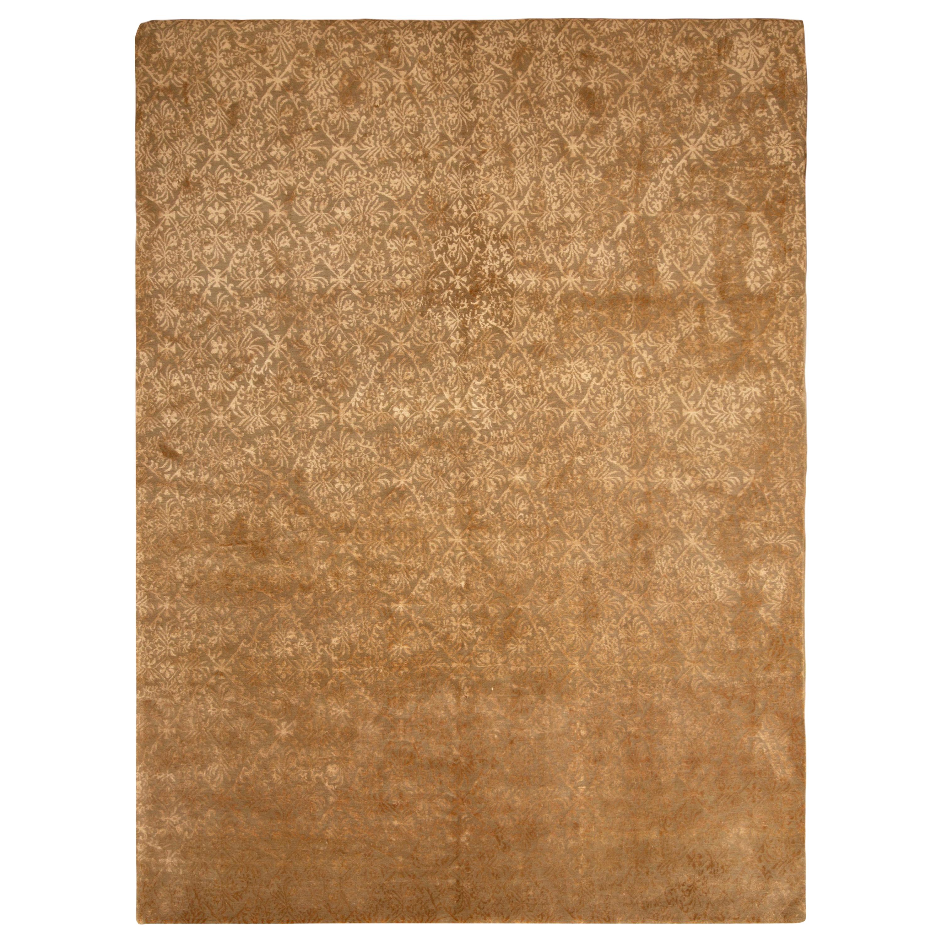 Zeitgenössischer handgeknüpfter Cordoba-Teppich aus beiger und brauner Wolle, Teppich & Kelim im Angebot