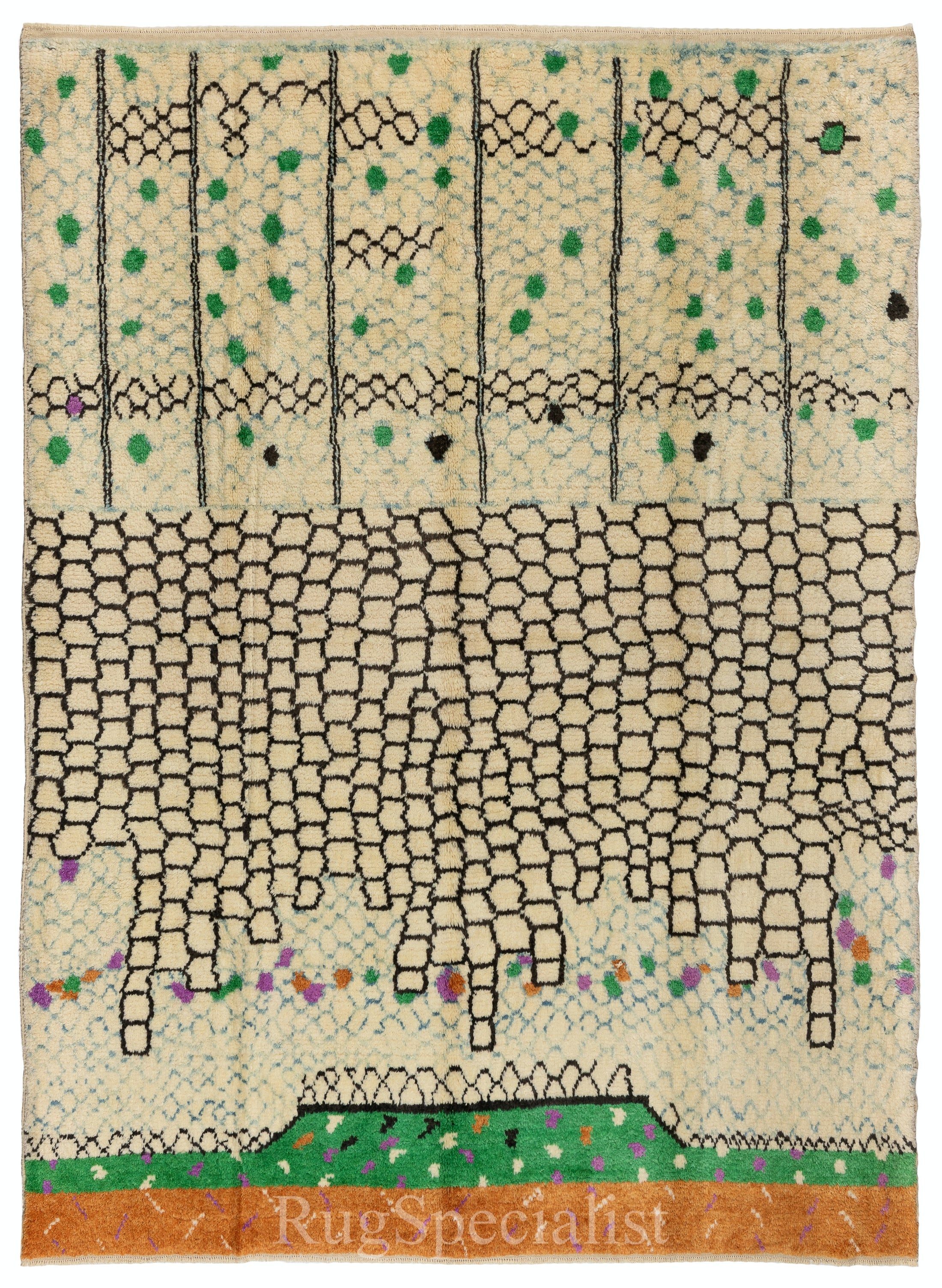 Tapis moderne marocain, 100 % souple, laine velours, options personnalisées disponibles en vente