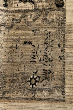 Contemporary Hand-Knotted San Francisco Map Rug in Black and Ivory Wool, 10x14