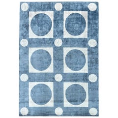 Contemporary Hand-Knotted Silk Tibetan-Inspired Area Rug