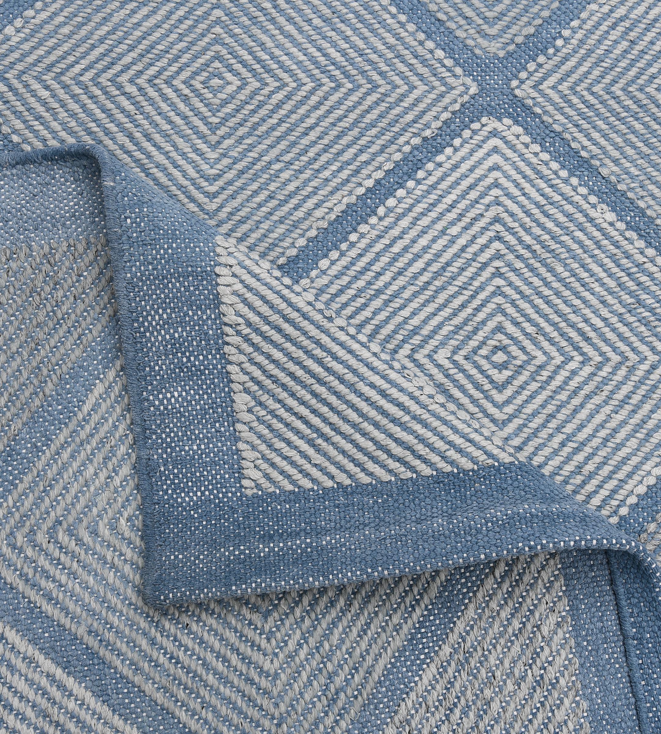 Contemporary Hand-Knotted Swedish-Inspired Blue Wool Rug For Sale 4