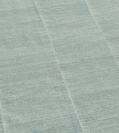 Hand-Knotted Teal Wool Kilim Rug, Moroccan Craftsmanship, 94\"x82\"