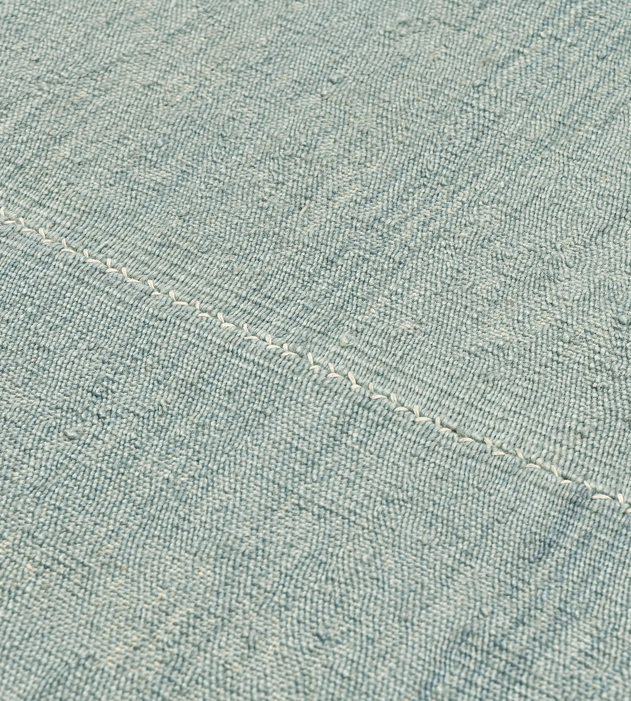 Moroccan Contemporary Hand-Knotted Teal Wool Kilim Rug For Sale