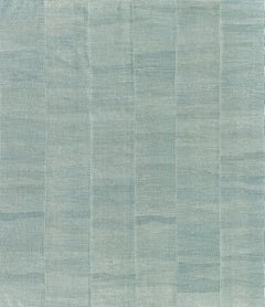 Contemporary Hand-Knotted Teal Wool Kilim Rug