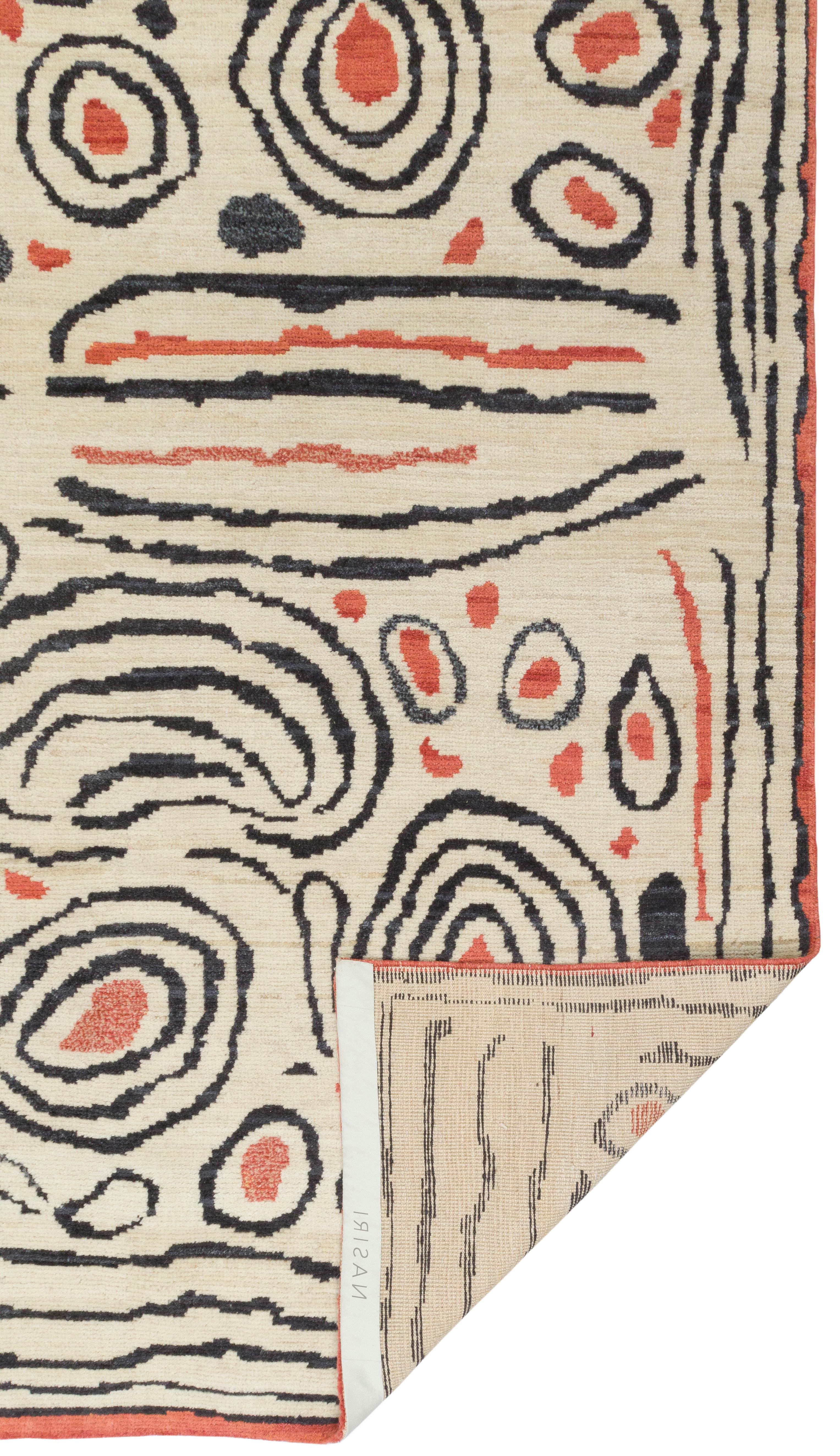 Tapis contemporain en laine nouée à la main à motif organique moderne en vente 2