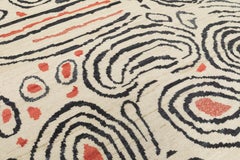 Tappeto contemporaneo in lana annodato a mano con motivo organico moderno