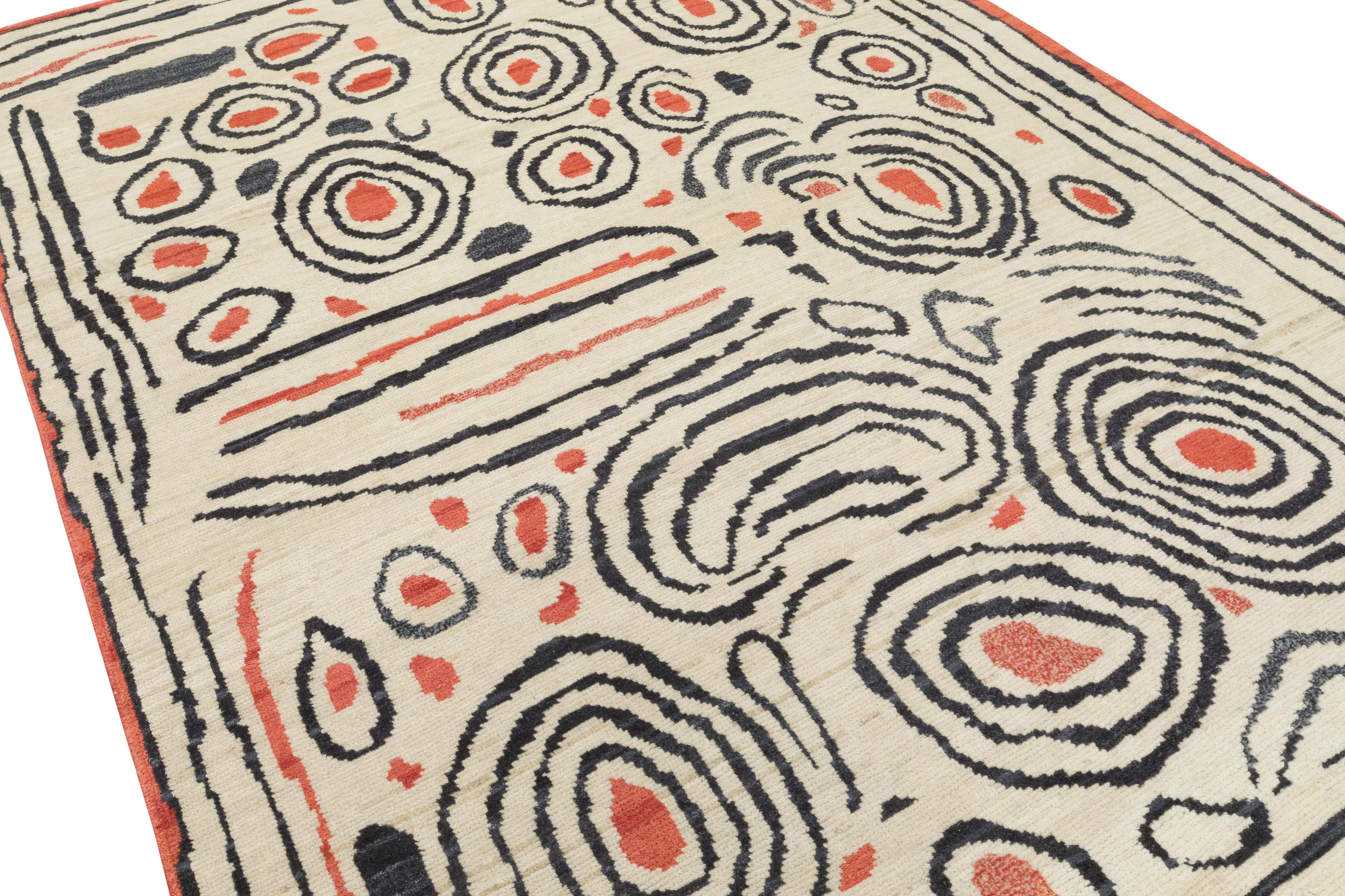 Européen Tapis contemporain en laine nouée à la main à motif organique moderne en vente
